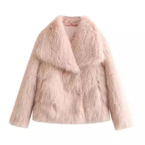 Winter Plush Coat Thicken Lapel Outwear