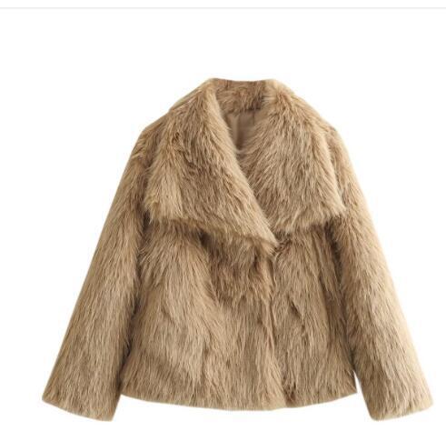 Winter Plush Coat Thicken Lapel Outwear