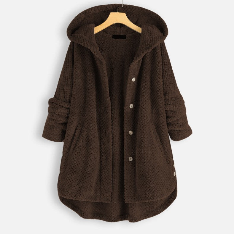 Pure Color Hooded Double-sided Velvet Sweatshirt Coat