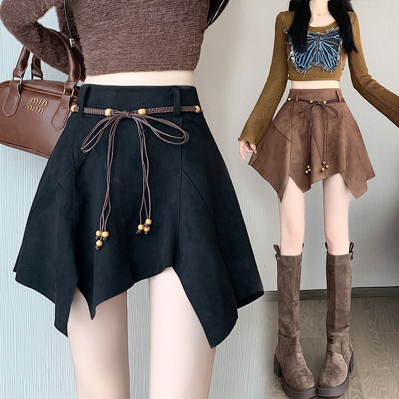Irregular Suede Skirt Autumn And Winter