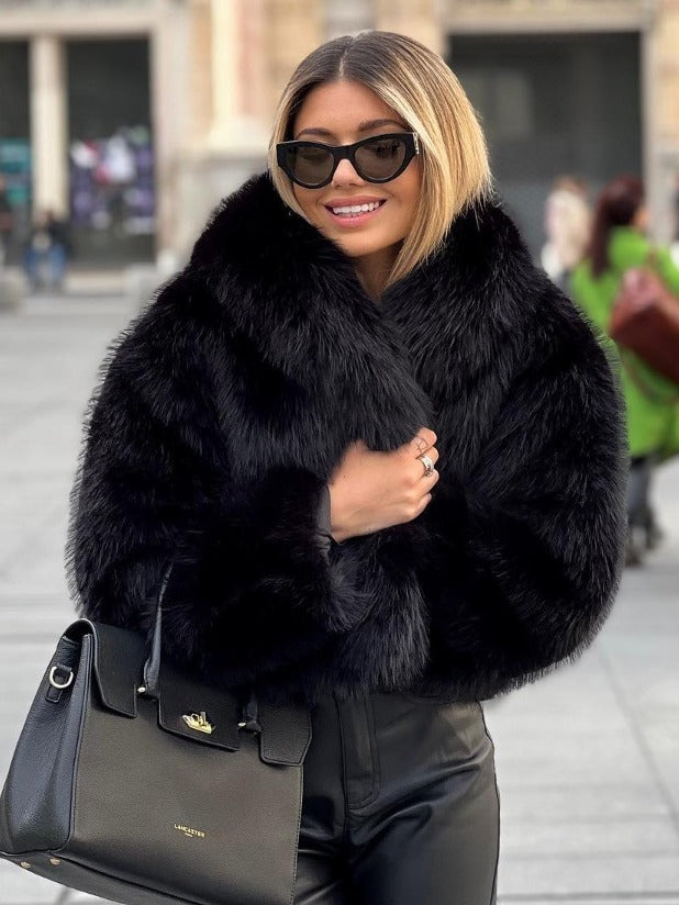 Winter Plush Coat Thicken Lapel Outwear