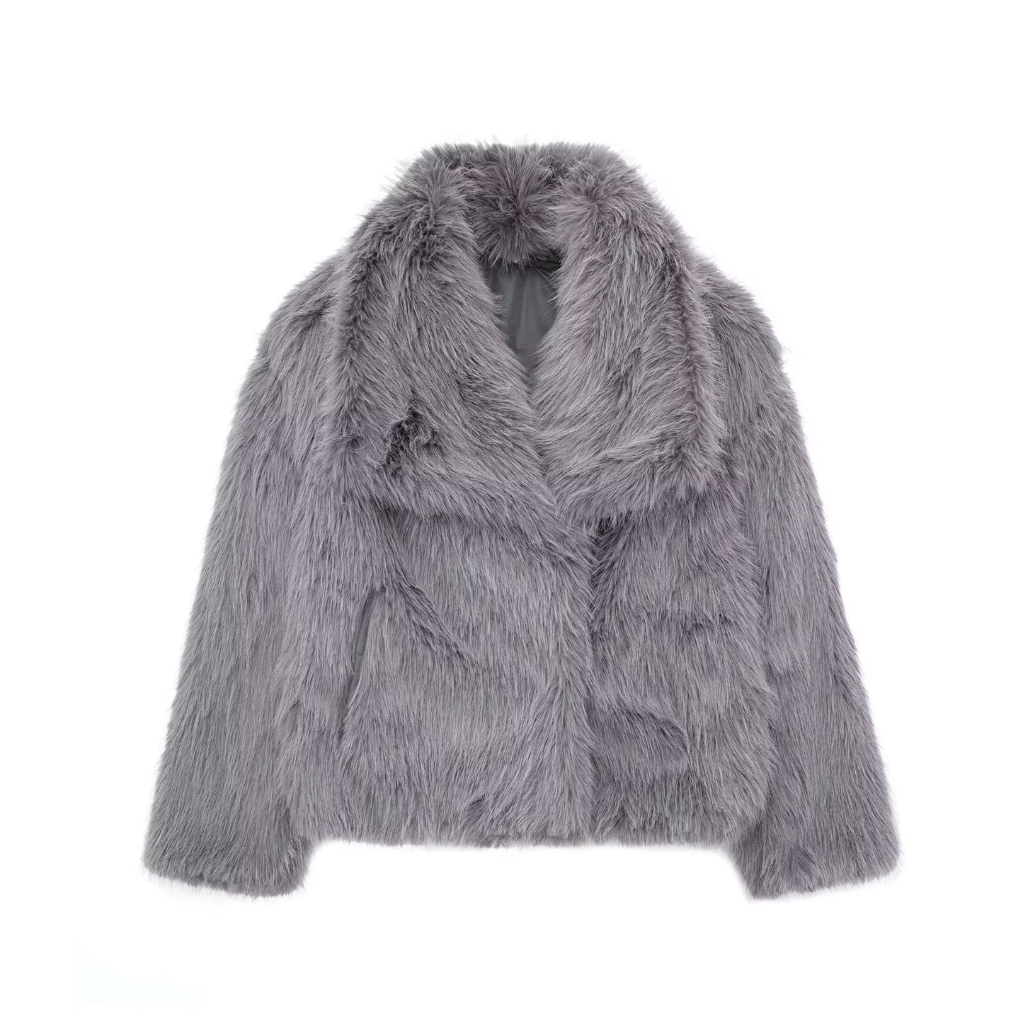 Winter Plush Coat Thicken Lapel Outwear