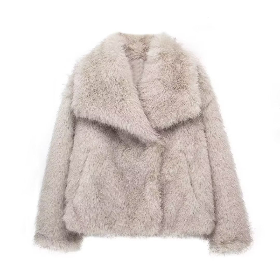 Winter Plush Coat Thicken Lapel Outwear