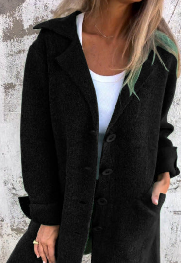 Lapel Single Breasted Cardigan With Pockets