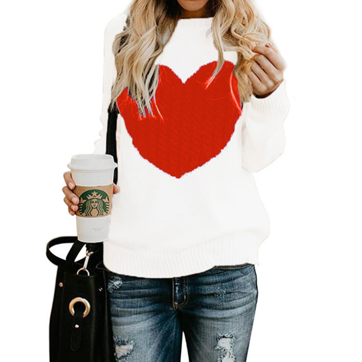 Love Printed Pullover Sweater For Women