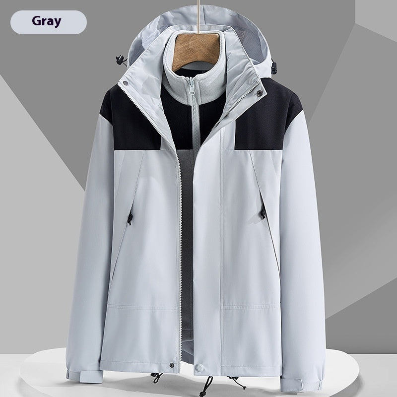 Hooded Windbreaker Unisex Colorblock Zip-up