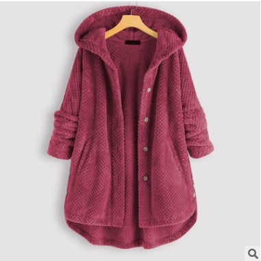 Pure Color Hooded Double-sided Velvet Sweatshirt Coat