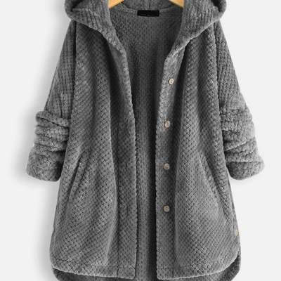 Pure Color Hooded Double-sided Velvet Sweatshirt Coat