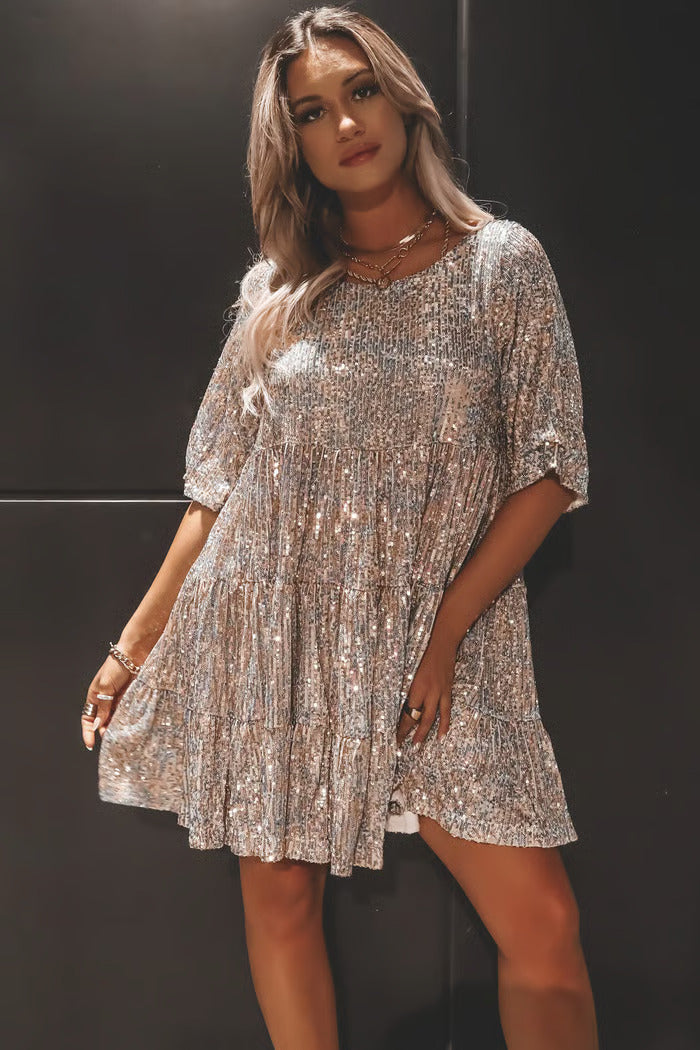 Sequin Baby Doll Dress