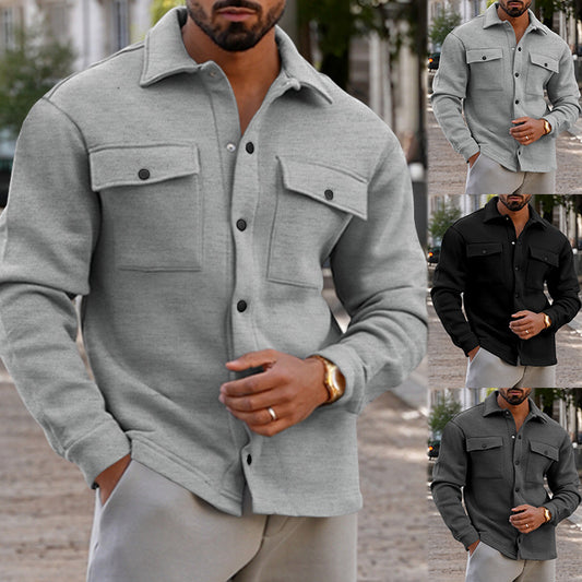 Men's Lapel Single Breasted Solid Color Jacket