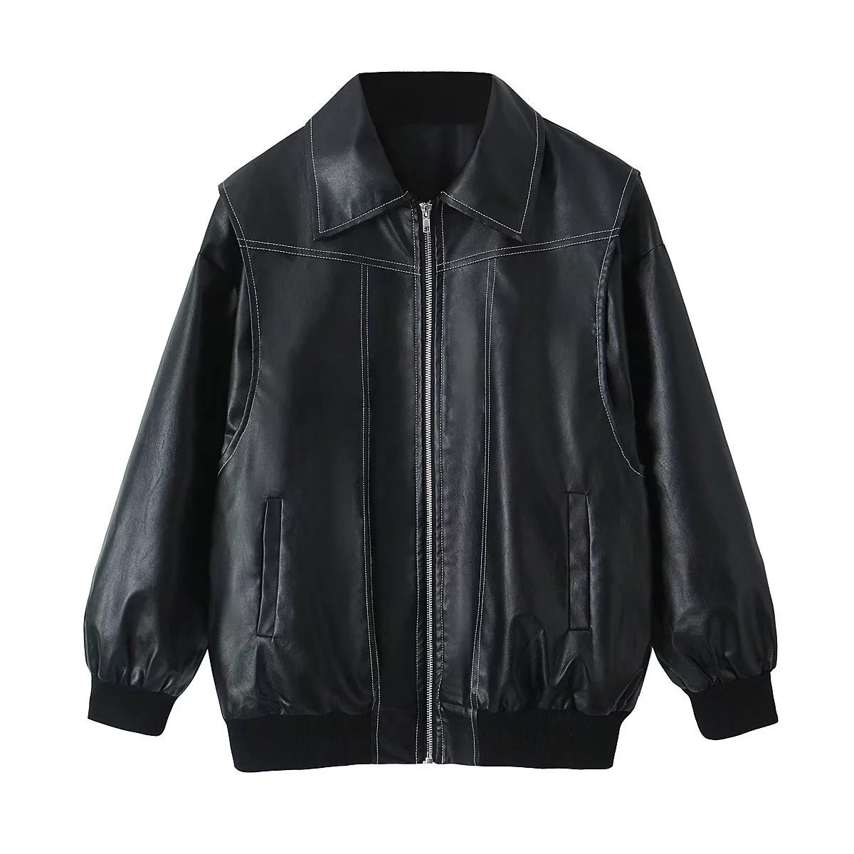 Loose Fashion Lapel Zip-up Jacket