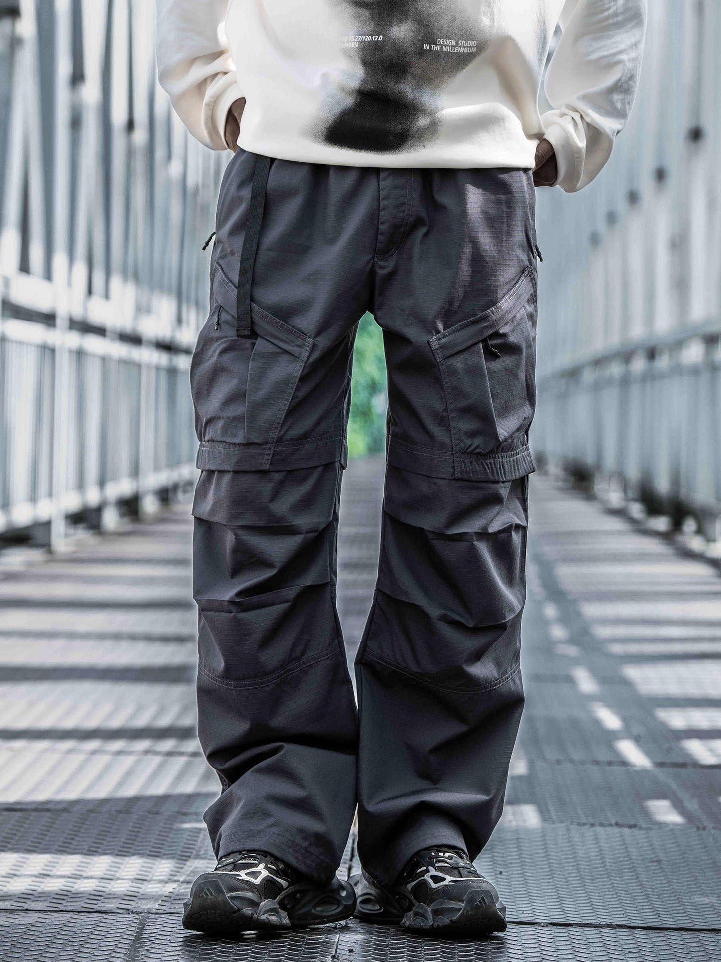 Straight Cargo Pants Men's Multi-pocket Paratrooper Pants