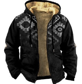 Men's Plaid Print Hooded Zip-Up Jacket