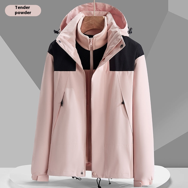 Hooded Windbreaker Unisex Colorblock Zip-up