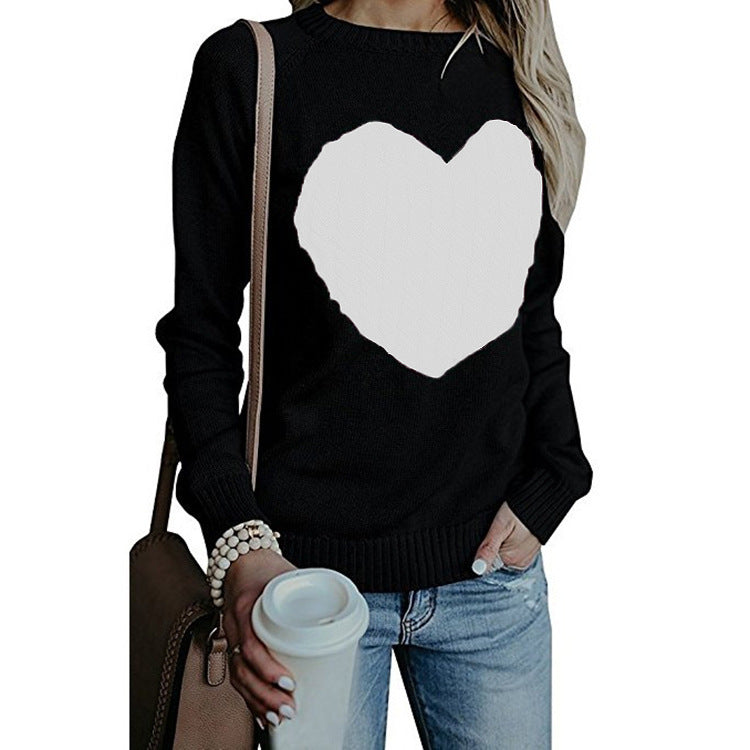 Love Printed Pullover Sweater For Women