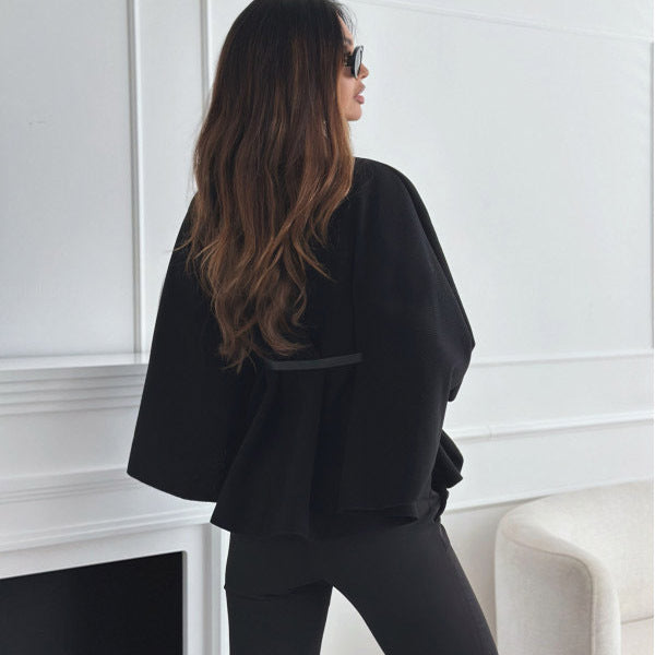 New Stand Collar Batwing Sleeves Cloak Top