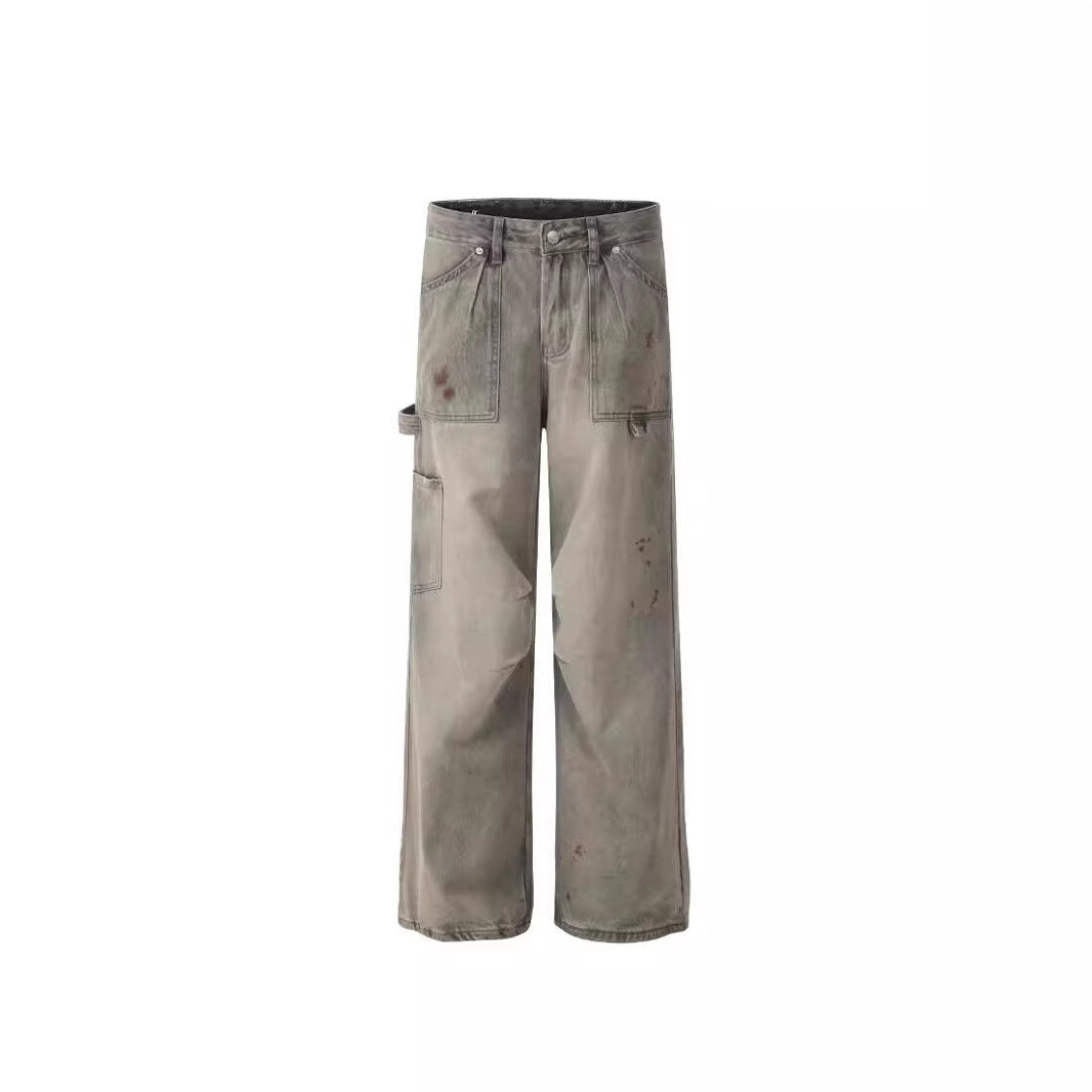 American Retro Washed Old Splash Ink Smoky Gray Jeans