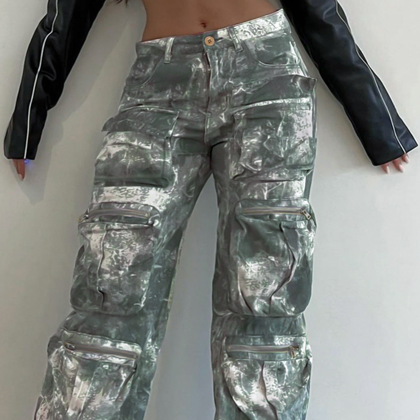 Street Design Spring New Camouflage Multi-pocket Cargo Pants Loose Girl