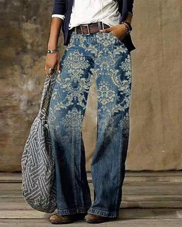 Diagonal Cloth Jeans 3D Pattern Casual Pants