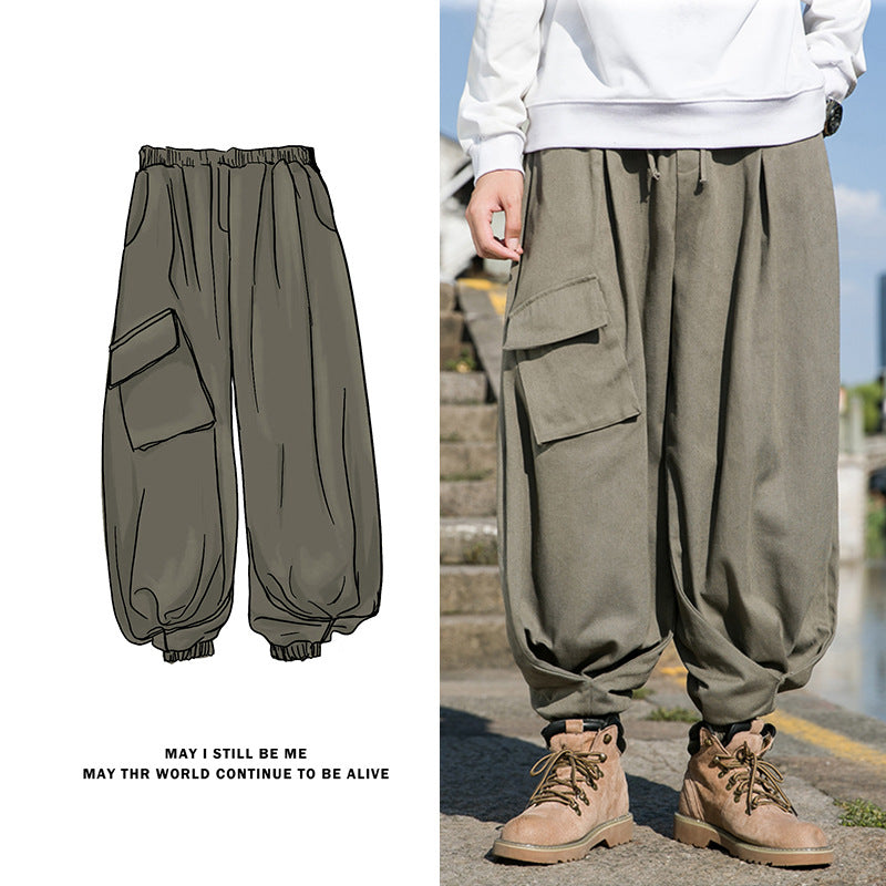 Large Pocket Design Sense Wide-leg Workwear Tactical Pants