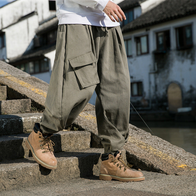 Large Pocket Design Sense Wide-leg Workwear Tactical Pants