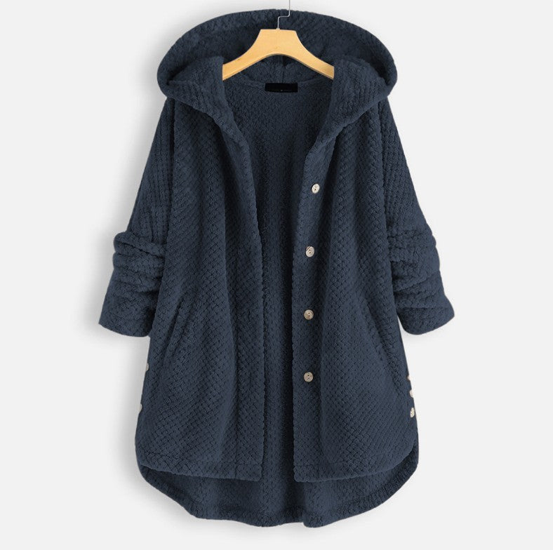 Pure Color Hooded Double-sided Velvet Sweatshirt Coat