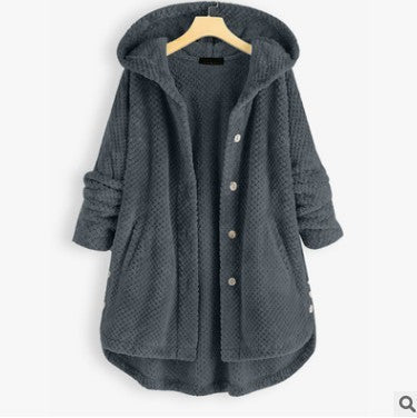 Pure Color Hooded Double-sided Velvet Sweatshirt Coat