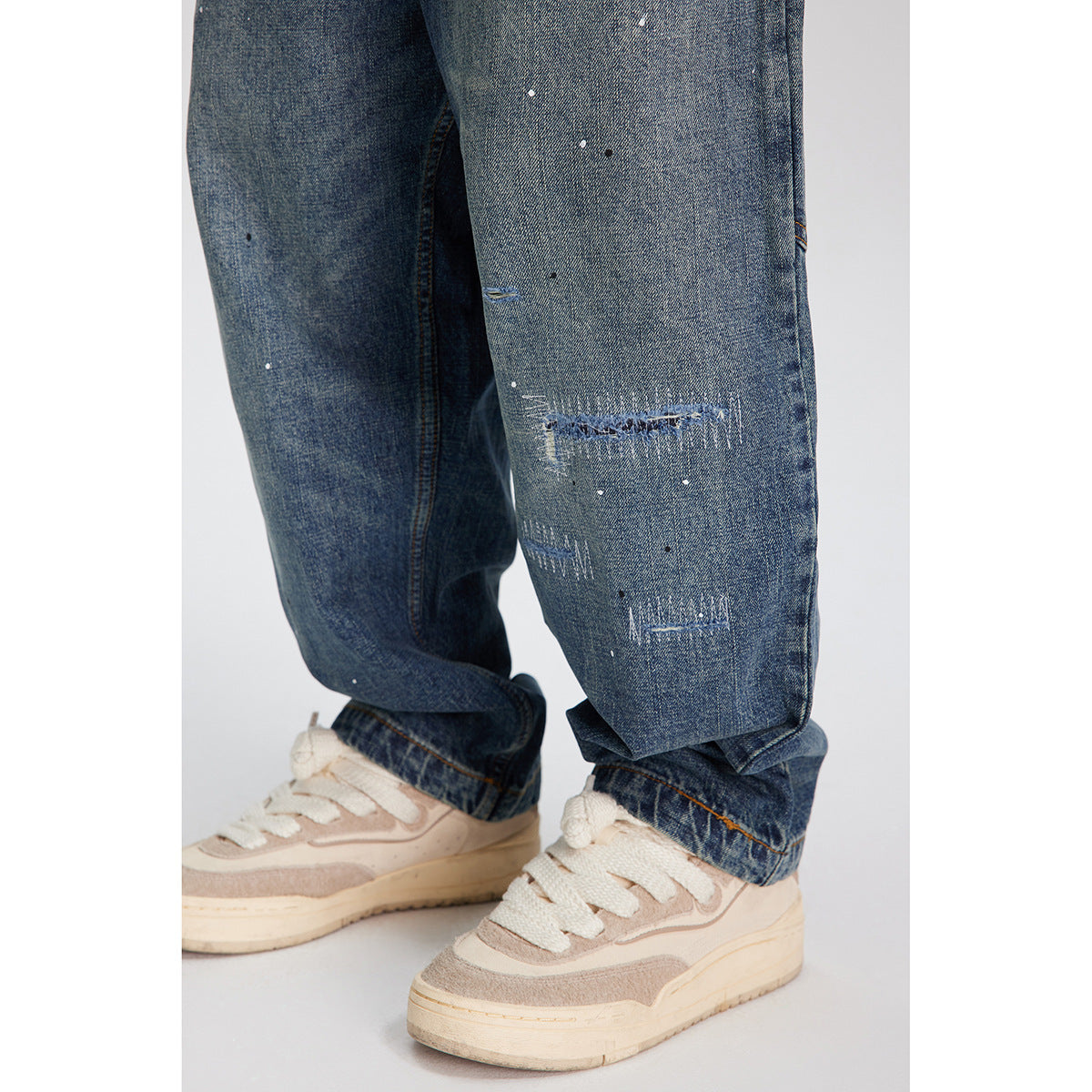 Spring New Versatile Loose Straight Washed Jeans