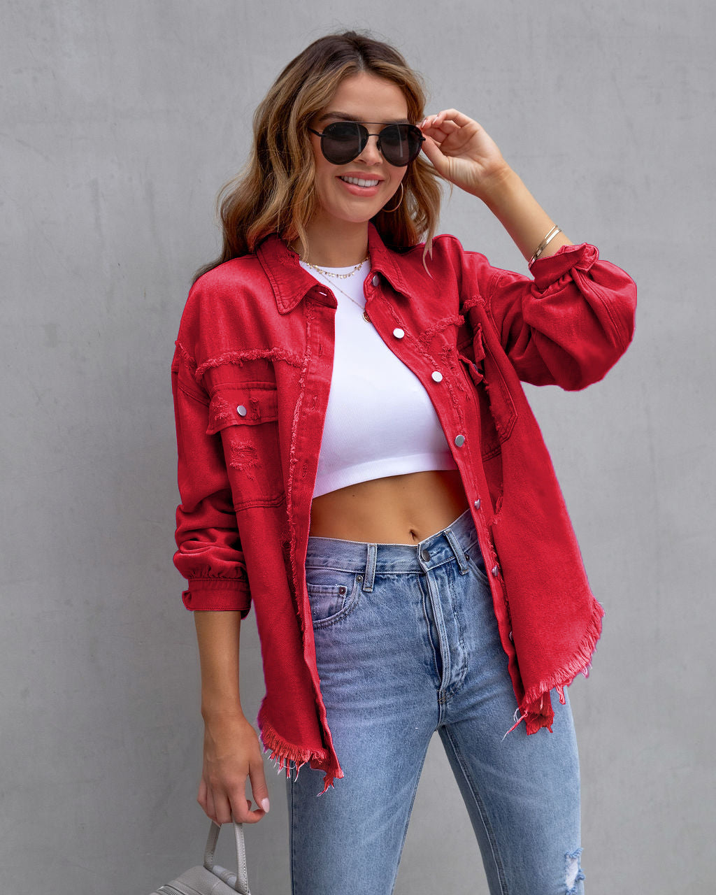 Fashion Ripped Shirt Jacket