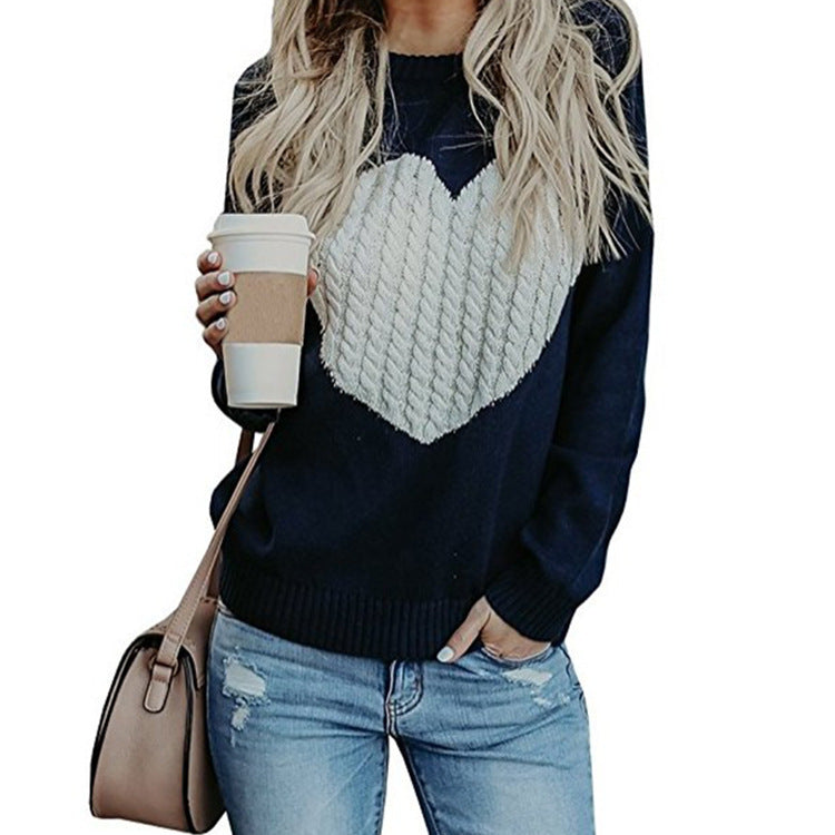 Love Printed Pullover Sweater For Women