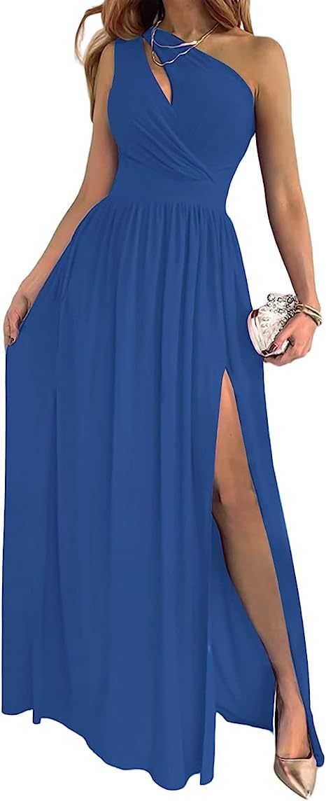 One Shoulder High Split Cutout Dress