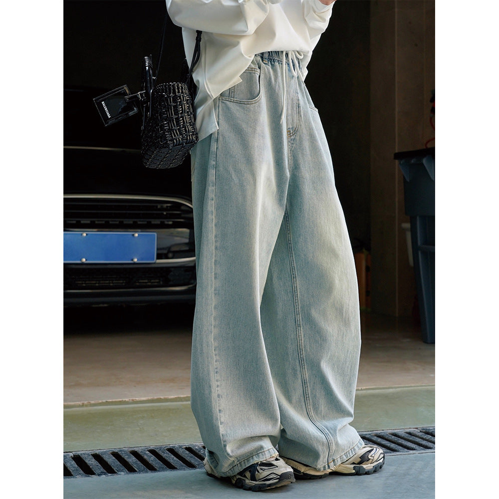 Loose Slimming Casual Light Blue Trousers Women