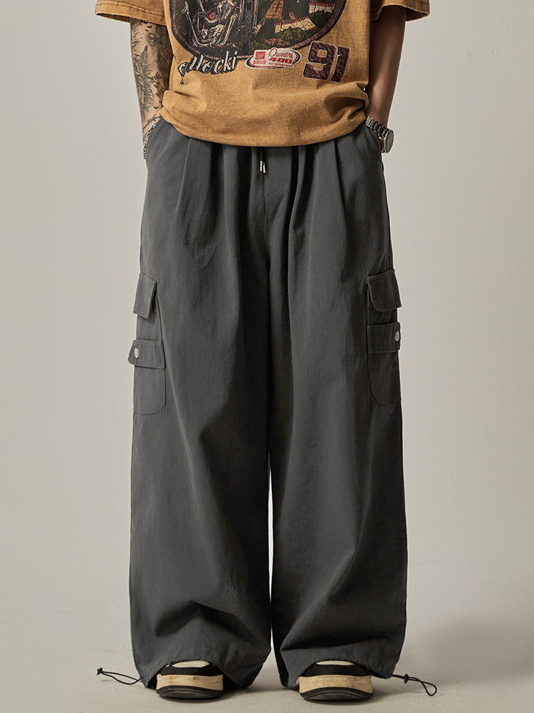 Men's Trendy Design All-match Loose Straight Wide-leg Pants